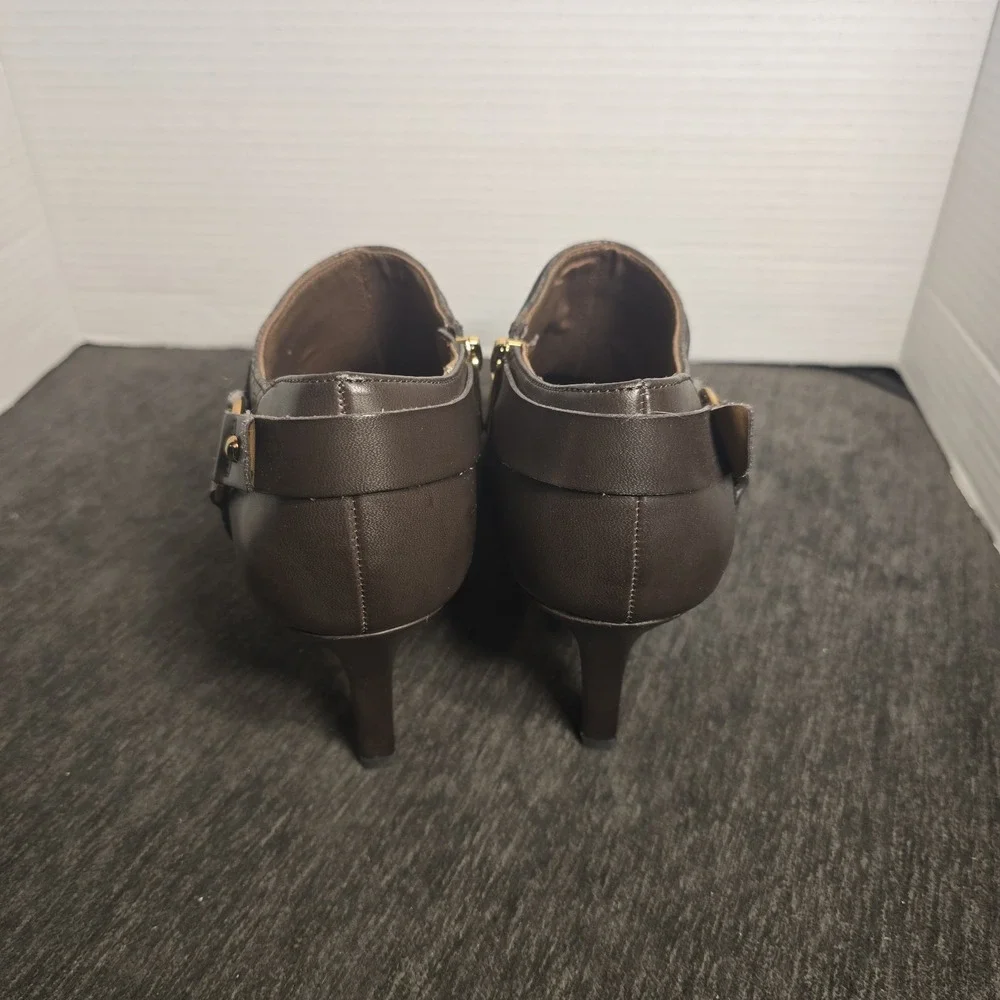 Bandolino Bronze Snake-Embossed Pointed-Toe Booties Womens Size 10M